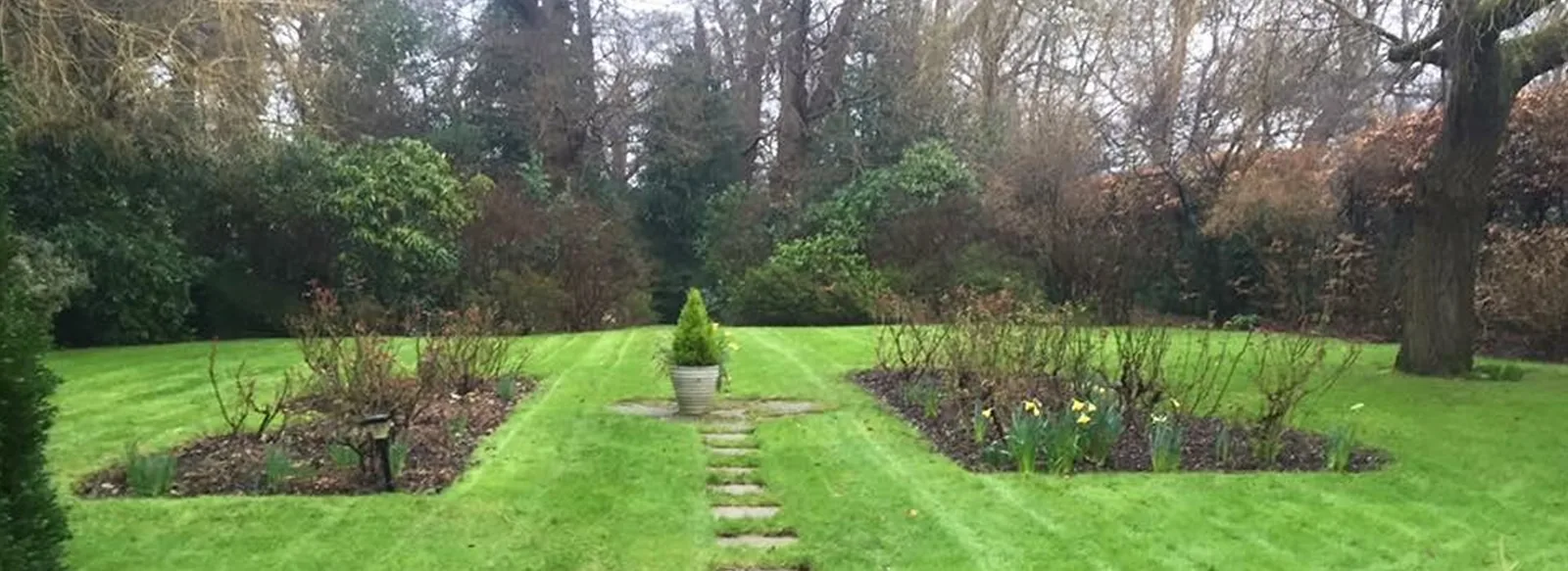 Formal garden, kept to the edge